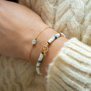 Bracelet turquoises africaines perles rondelles nacre