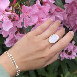 Bracelet en forme d'épi en acier inoxydable doré et blanc