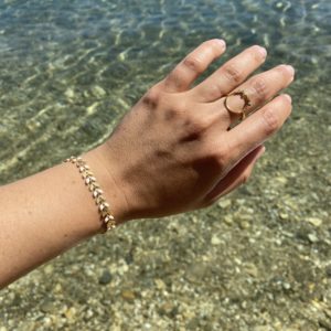 Bracelet en forme d'épi en acier inoxydable doré et blanc