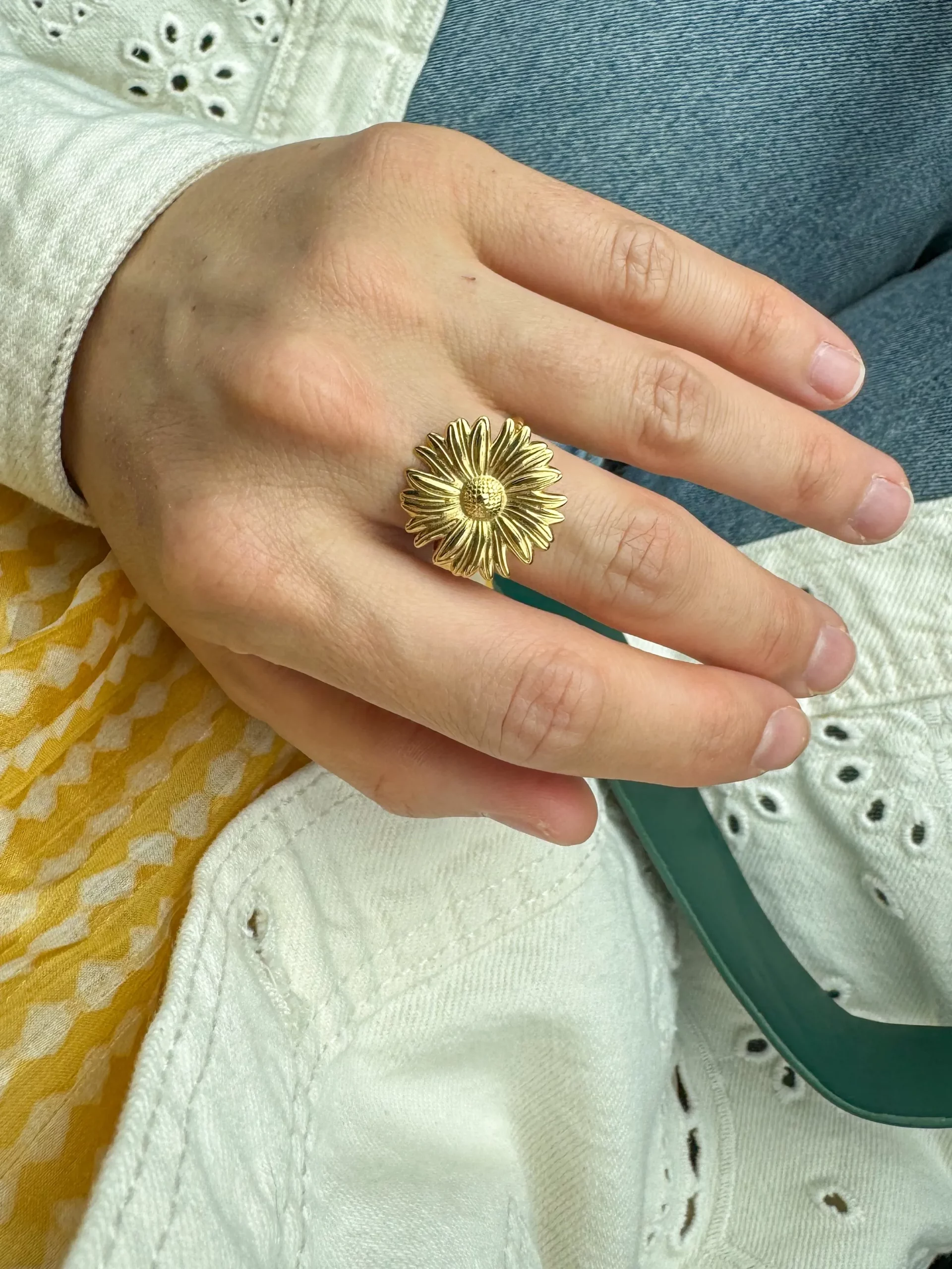 Bague fleur acier inoxydable