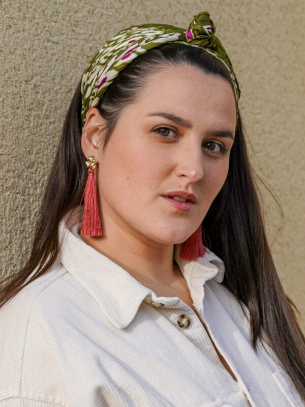Boucles d’oreilles colorées, rouge en fil de coton avec attache en acier inoxydable