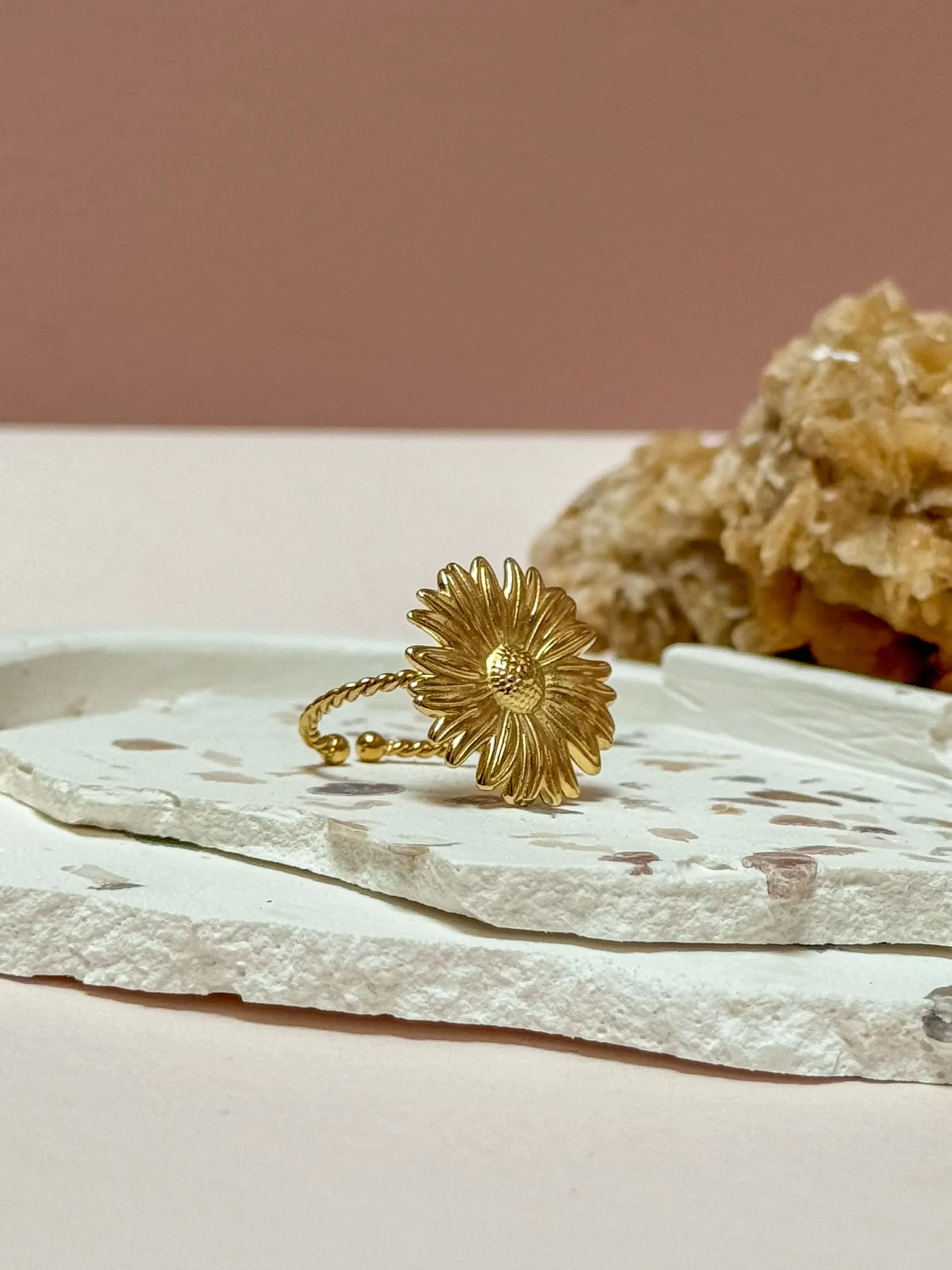 Bague fleur acier inoxydable