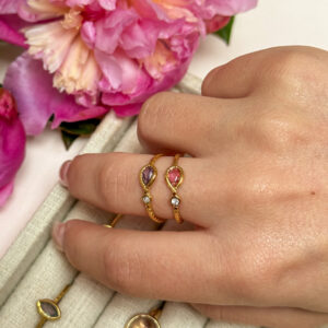 bague goutte atourmaline rose zincon