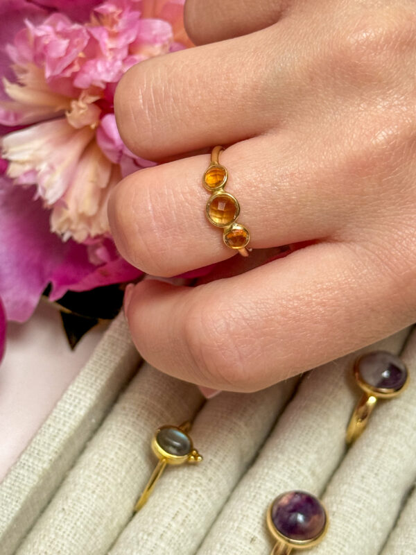 bague citrine acier inoxydable