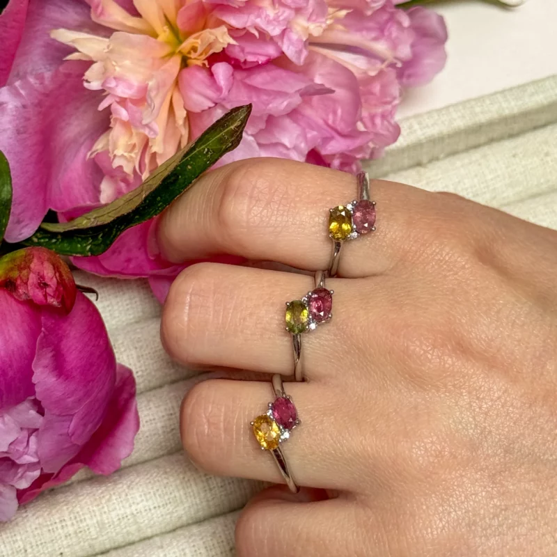 bagues argent 925 tourmaline melon d'eau