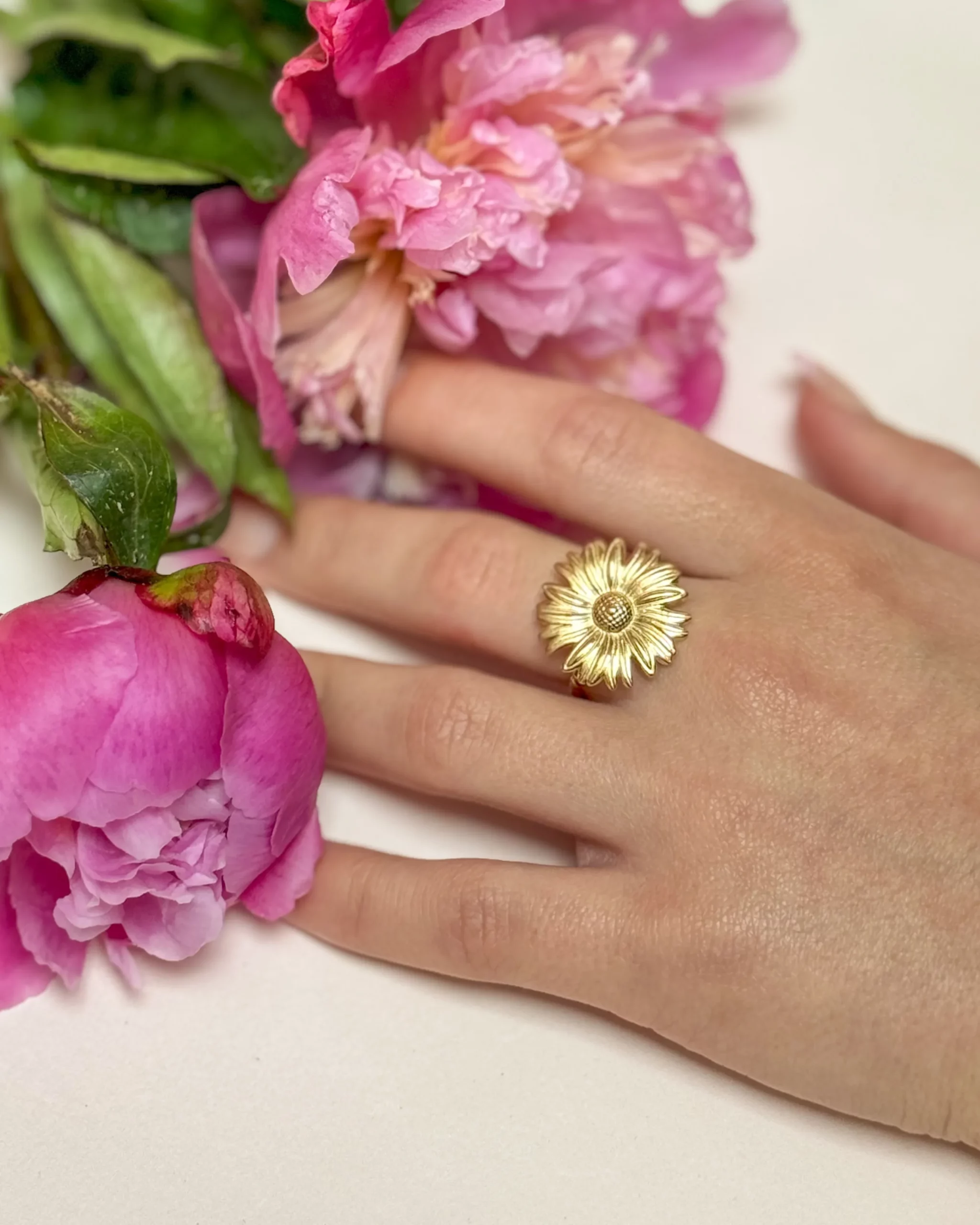 Bague fleur acier inoxydable