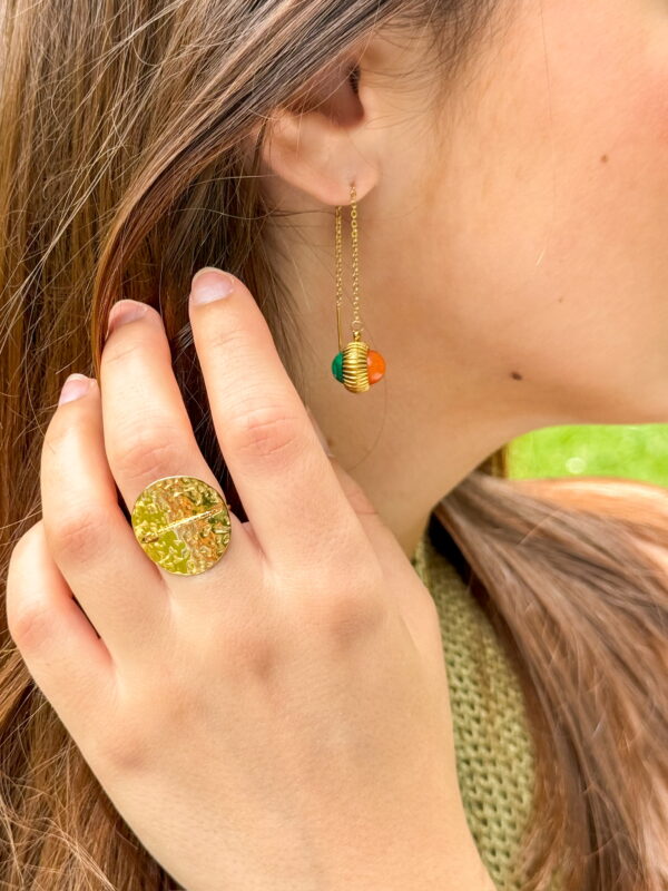 Boucles d'oreilles Cabo avec bague Cléo en acier inoxydable