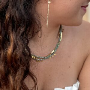 Collier double sautoir pierres de turquoise