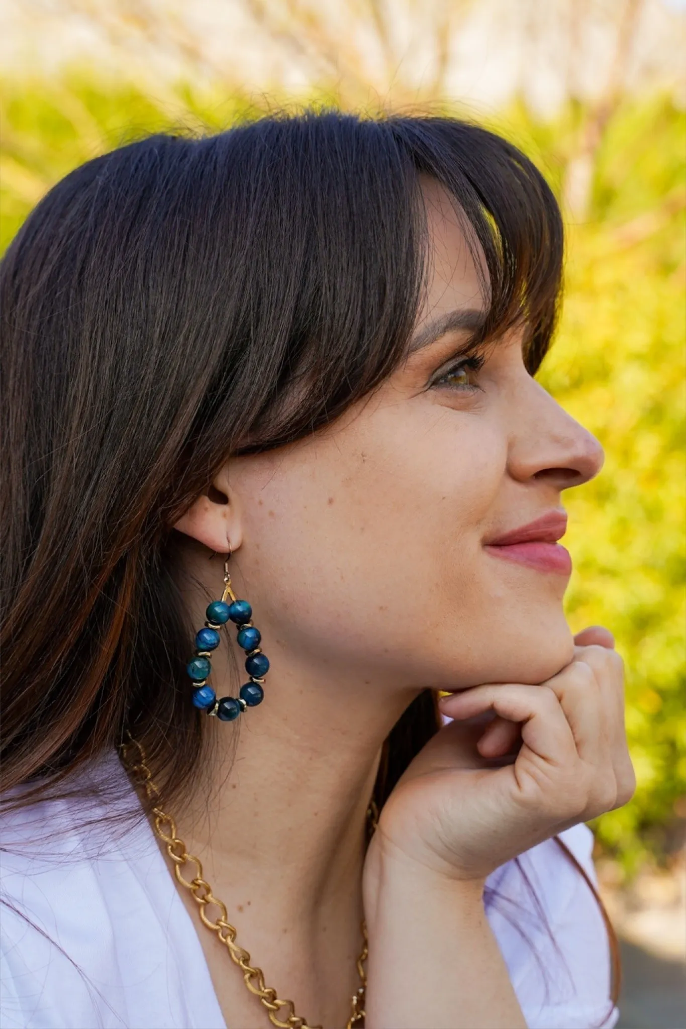 Boucles pendantes pierres naturelles, agate, bijoux élégants, style bohème.