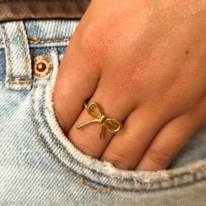 Bague acier inoxydable, style moderne, bijou tendance, bague nœud papillon
