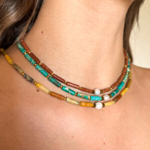 collier pierres, collier ras de cou, collier estival