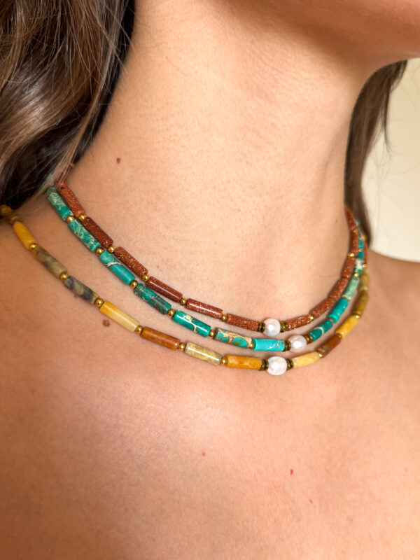 collier pierres, collier ras de cou, collier estival