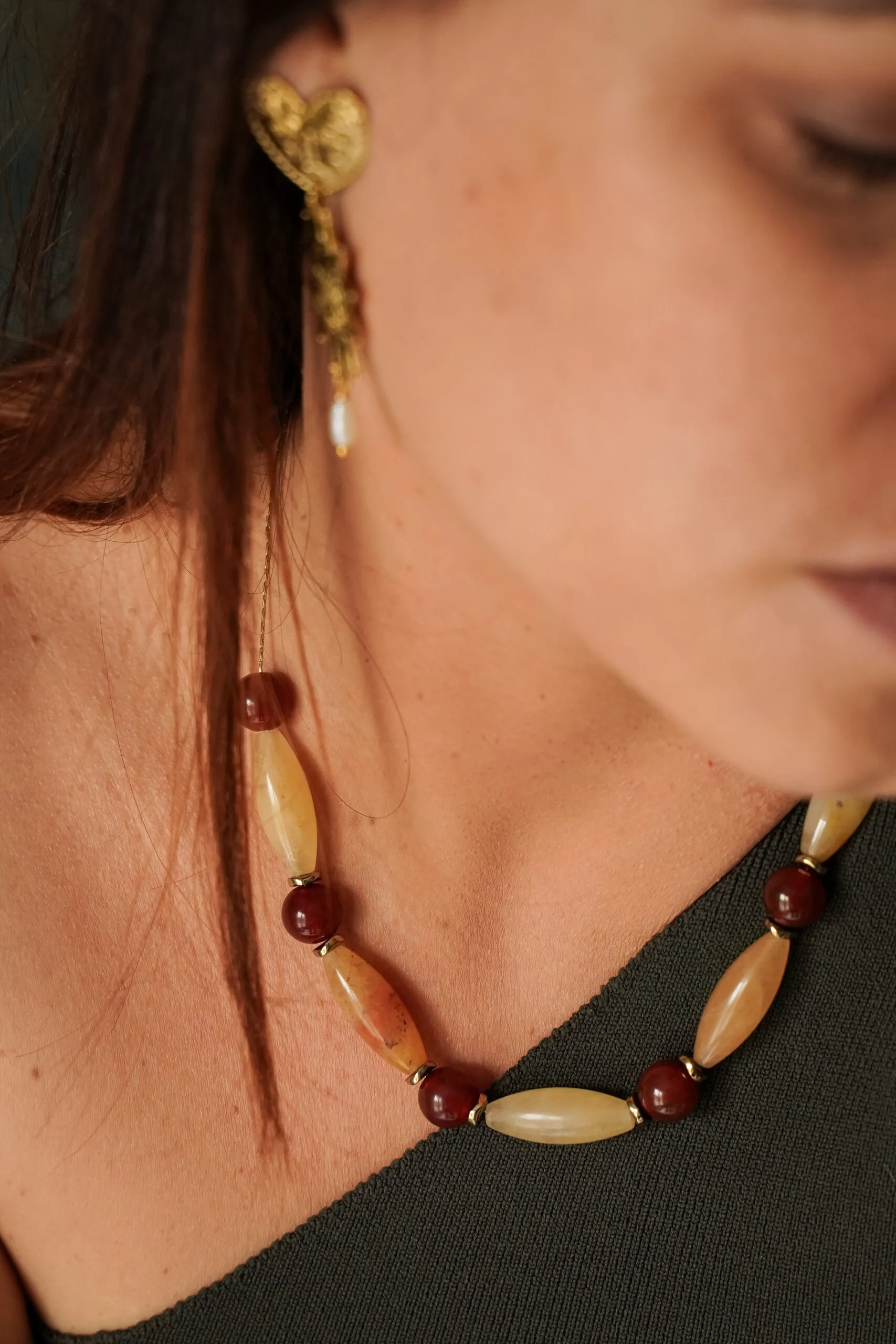 Collier Perle Jade et Cornaline